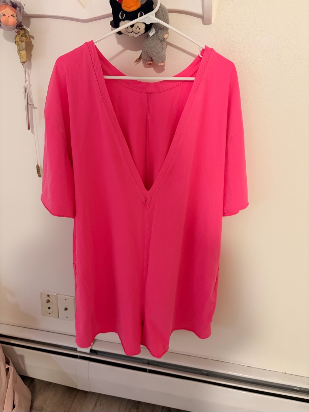 Hot Pink Free People Hot Shot Tee Romper: Large.  Out of stock color - Picture 3 of 4
